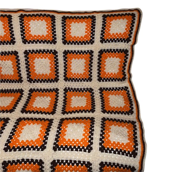 Handmade Hand Crafted Vintage 70's Style Granny Square Throw Afgan 76 X 53 - Picture 8 of 11